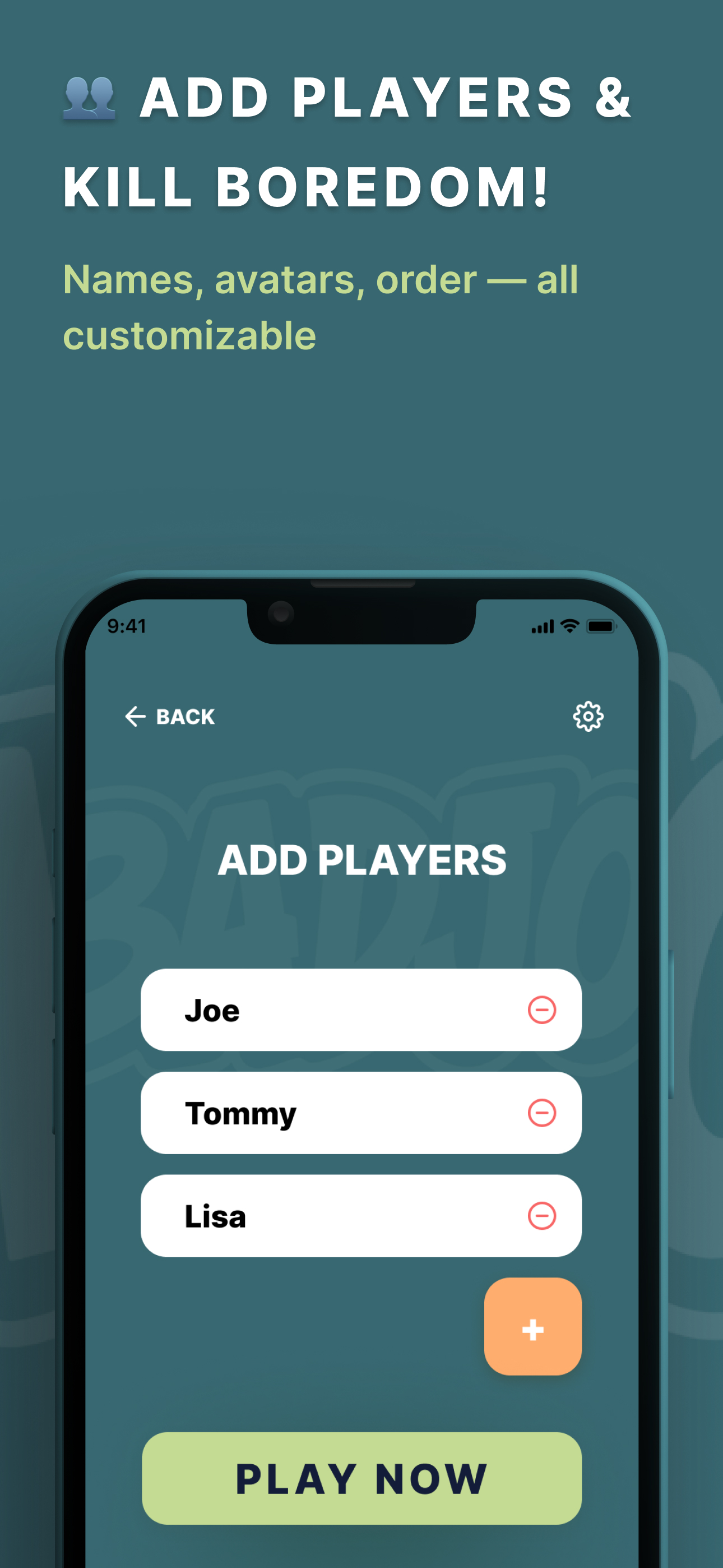 Add players screen